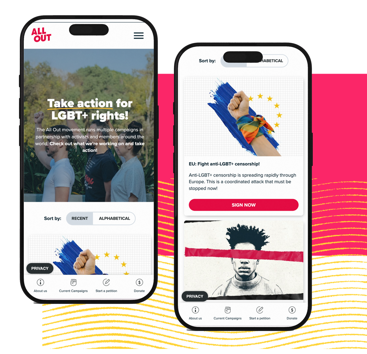 Mobile view of homepage