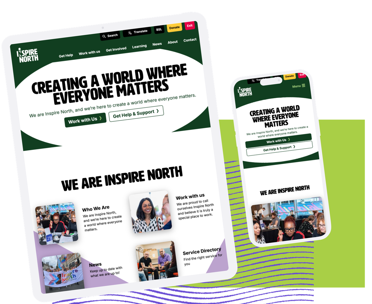 Mobile view of homepage